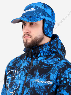 Кепка утепленная Aquatic КА-22 (soft-shell, мембрана 10000/10000, цвет - CAMO BLUE, размер L, фирмен Кепка утепленная Aquatic КА-22 (soft-shell, мембрана 10000/10000, цвет - CAMO BLUE, размер L, фирмен