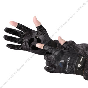 Перчатки демисезонные без пальцев softshell ПЧ-10 (Цвет - CAMO BLACK, размер L, фирменная печать AQU Перчатки демисезонные без пальцев softshell ПЧ-10 (Цвет - CAMO BLACK, размер L, фирменная печать AQU